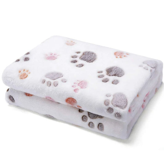 Thickened Pet Paw Print Flannel Blanket, Soft to the Touch, Warm & Comfortable