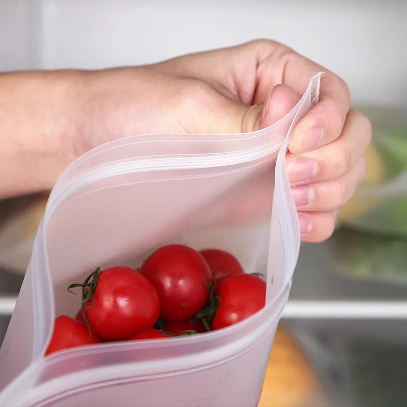 Reusable Silicone Food Storage Bag for Refrigerator, Leakproof & BPA Free