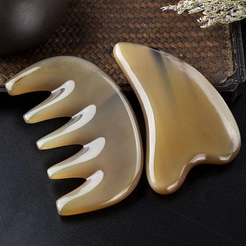 Natural Ox Horn Gua Sha Board Scraper Physical & Face Massage Beauty Tools