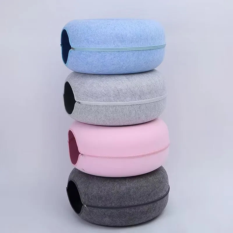 Natural Felt Interactive Pet Donut Tunnel Toy