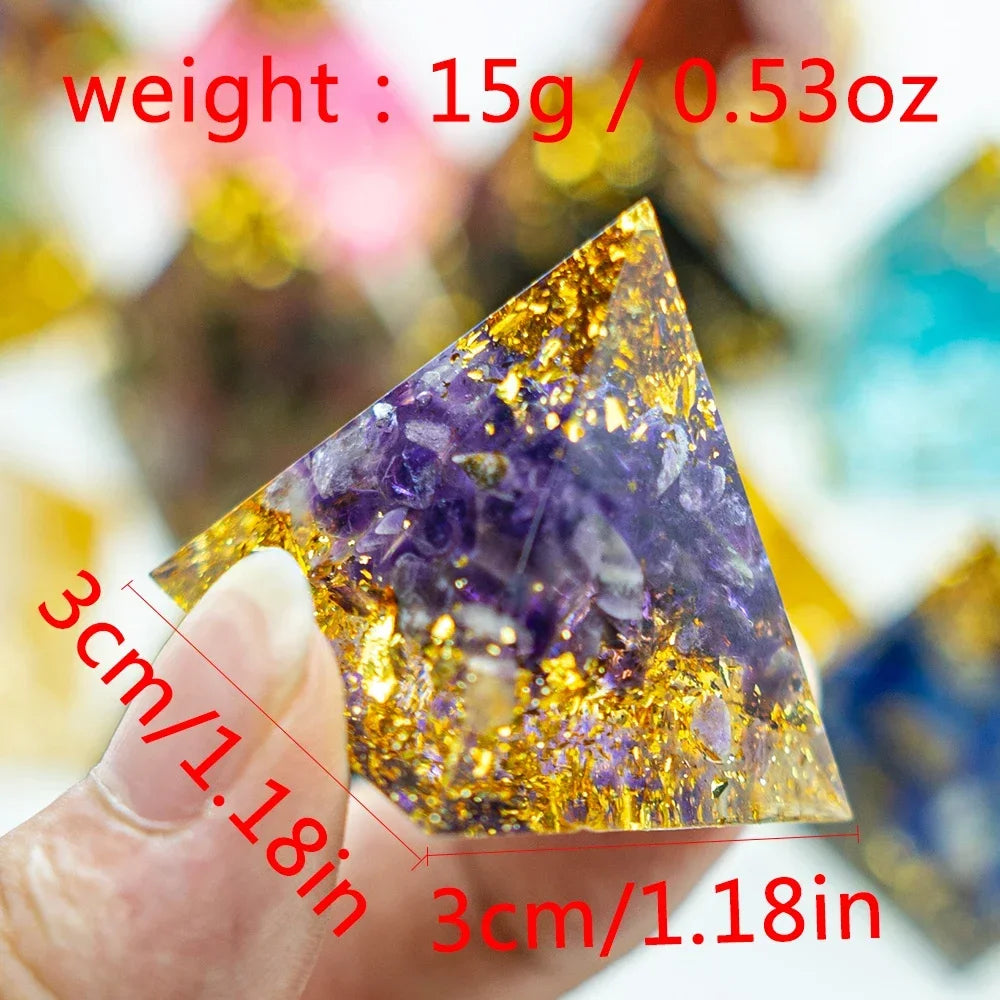 1.18in Natural Crystal Pyramid Energy Generator - Quartz Amethyst Reiki Healing Crystal Chakra Pyramid Meditation Tool for Home Decor