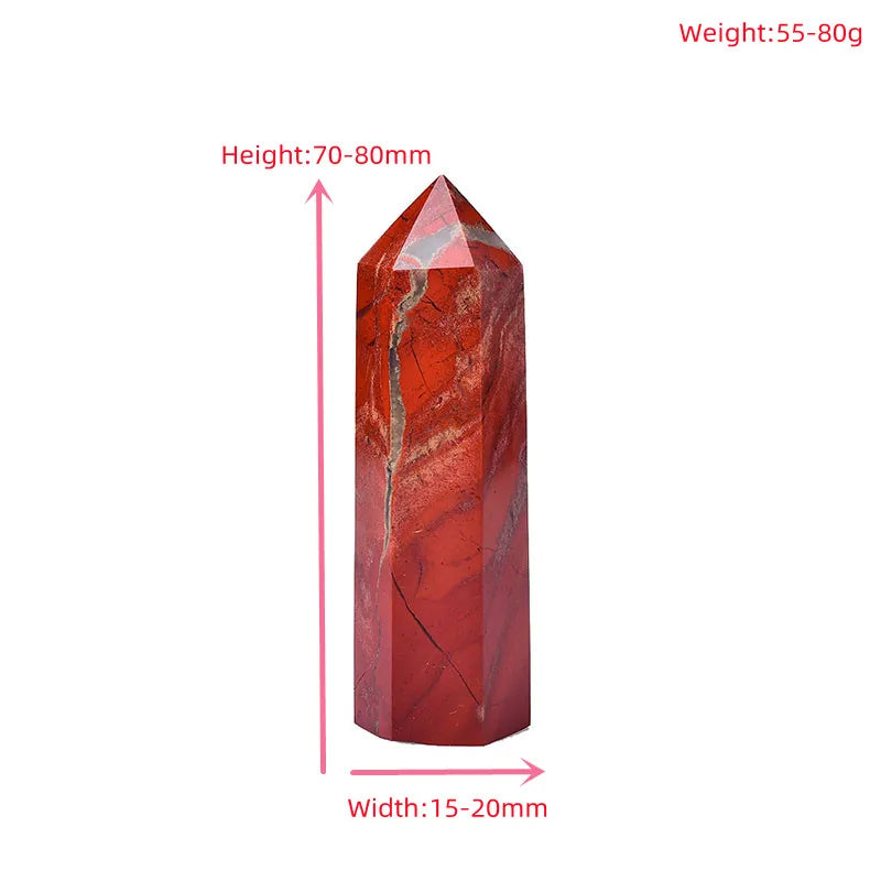 Natural Crystal Red jasper Healing Obelisk Quartz Energy Stone