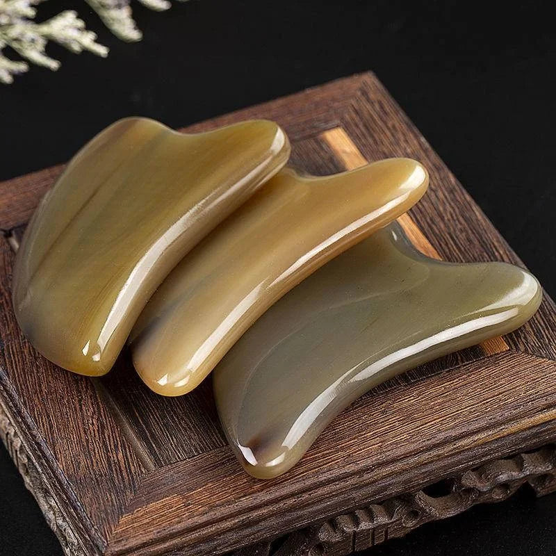 Natural Ox Horn Gua Sha Board Scraper Physical & Face Massage Beauty Tools