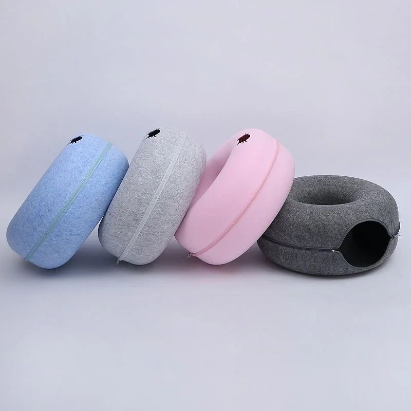 Natural Felt Interactive Pet Donut Tunnel Toy