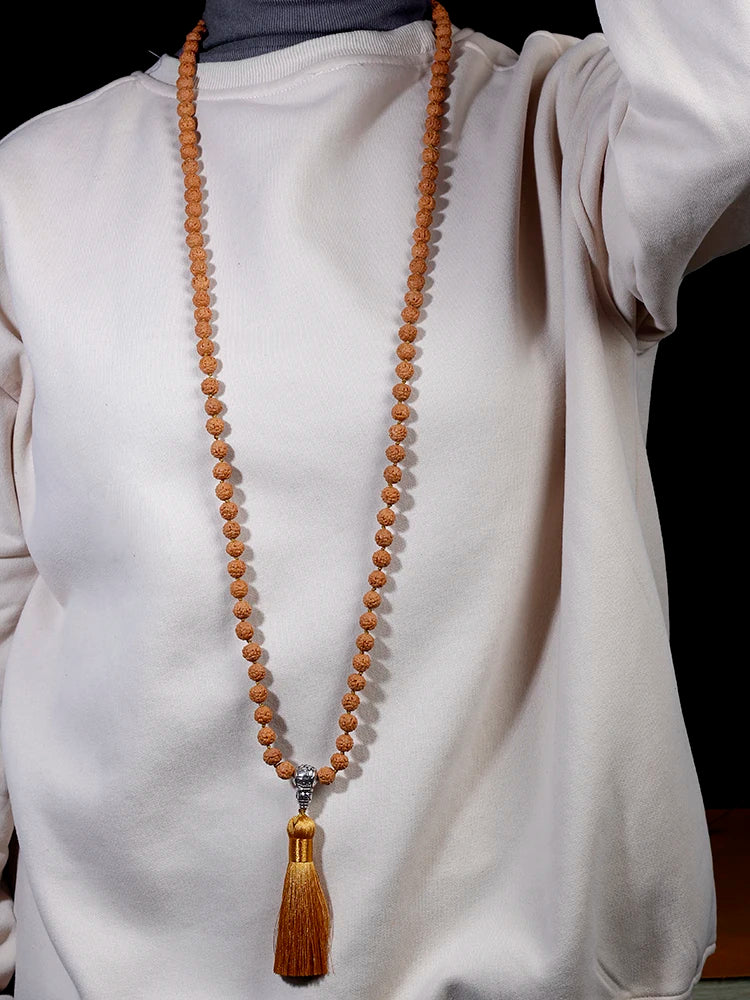 Rudraksha Mala Bead Necklace with Tassel