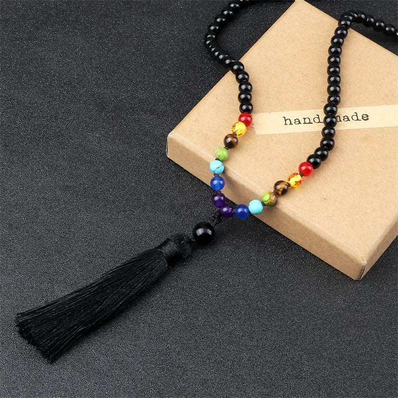 7 Chakra Natural Stone Mala Beads with Tassel