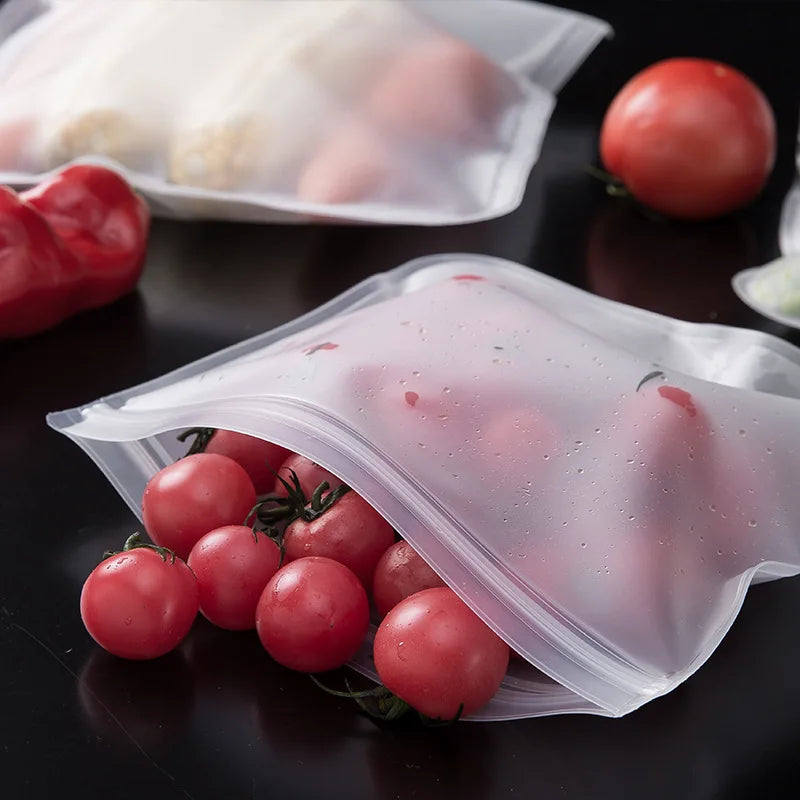 Reusable Silicone Food Storage Bag for Refrigerator, Leakproof & BPA Free