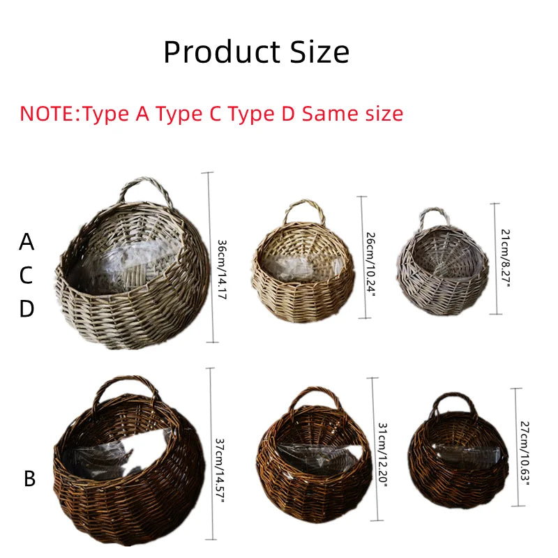 Eco-Friendly Hand Made Rattan Indoor Plant Wall Hanging Wicker Baskets