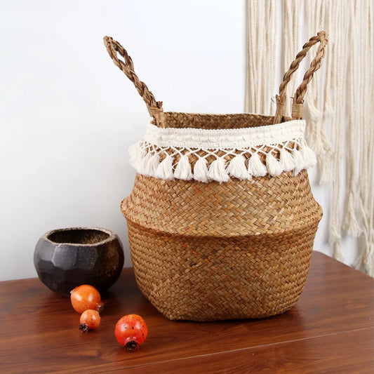 Eco-Friendly Foldable Handwoven Seagrass Storage Baskets