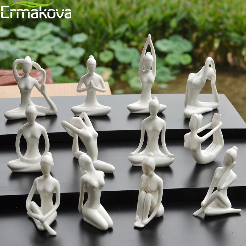 Porcelain Yoga Pose Figurines