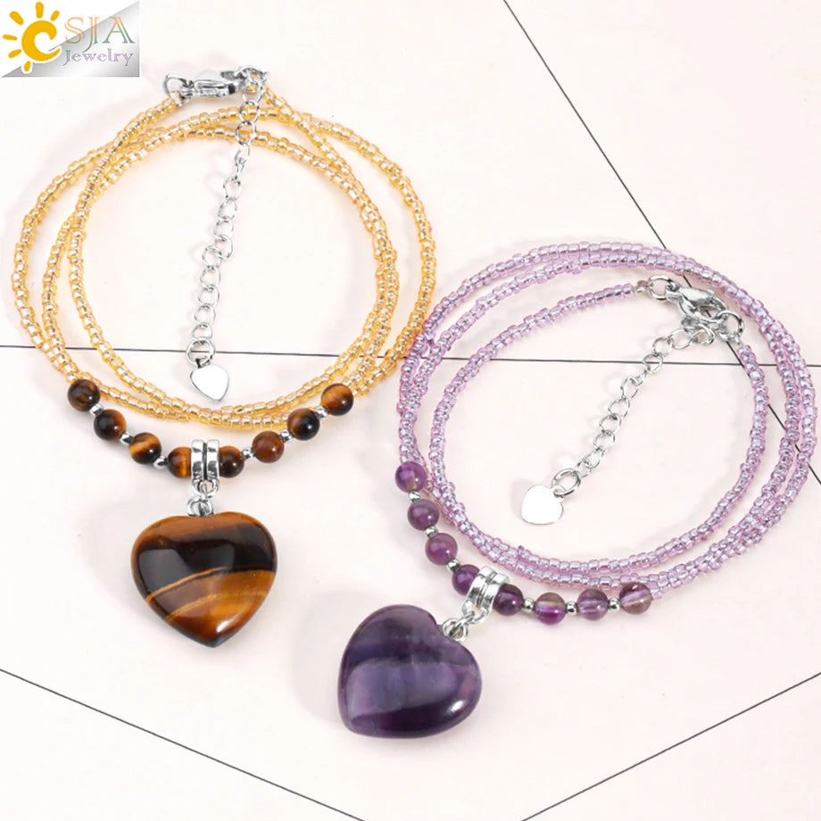 Natural Semi Precious Crystal/Stone Charm Necklace