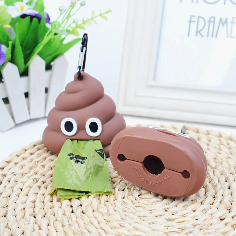 Reusable Pet Emoji Poop Bag Dispenser & Biodegradable Bags