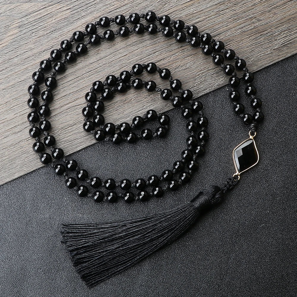 Natural Black Onyx Mala Beads